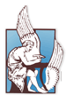 Logo of the Technical University of Crete: Daedalus constructing the wings of Ikarus.
